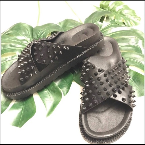 Shoes - BRAND NEW black spike sandals/slides!!